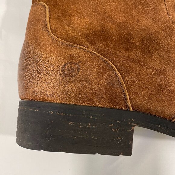 (NEW) BORN Distressed Suede Side Zip Lace Up Ankle Boot, Brown Rust - 11 M - Picture 11 of 15